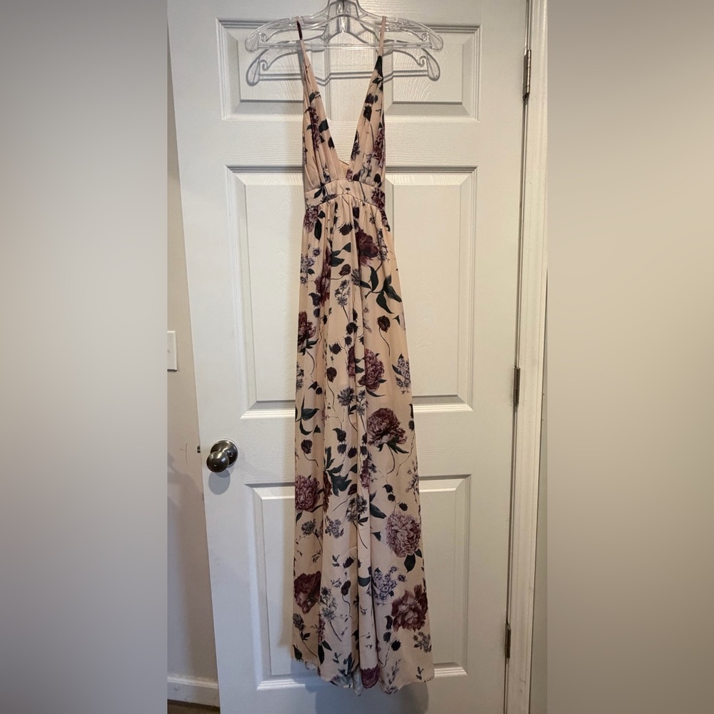 Floral Maxi Dress in Cream and Purple